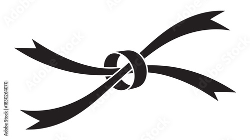 Elegant black ribbon knot, perfect for memorial designs, remembrance projects, or adding a touch of somber sophistication to your creative projects, a symbol of grief and mourning