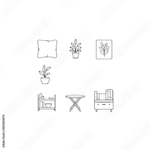 Home decor items line art modern style
