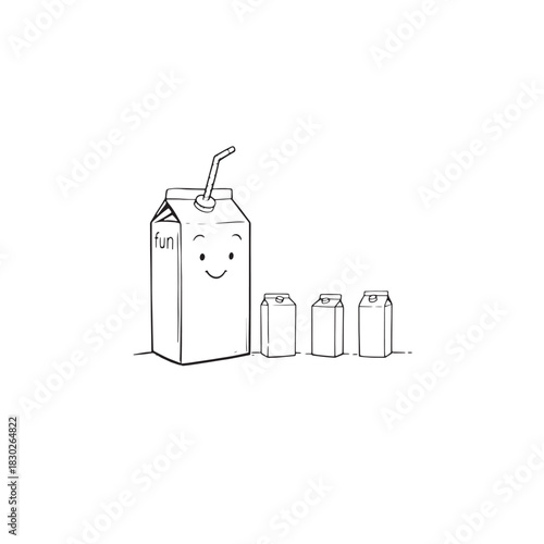 Juice box line art fruity drink illustration