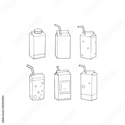 Juice box line art playful bright colors