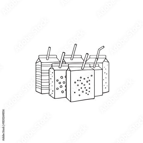 Juice box line art summer fun vibes
