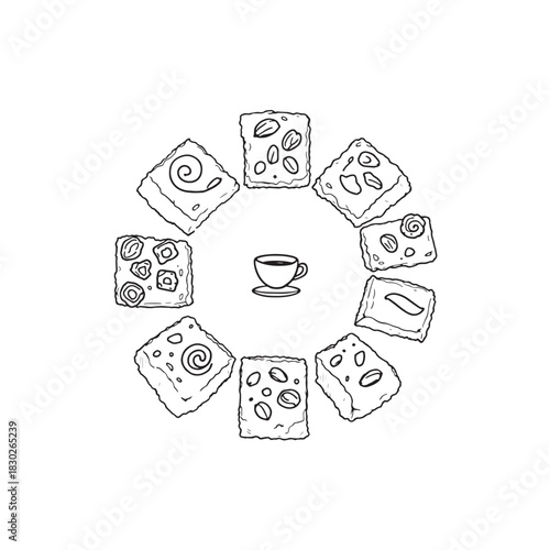 Mocha Almond Fudge line art sweet delight