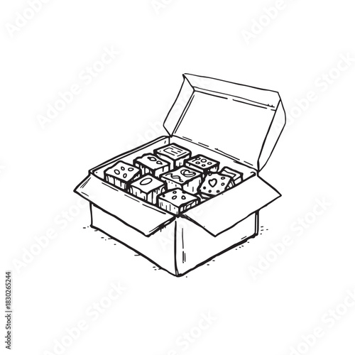 Mocha Almond Fudge line art chocolate treat