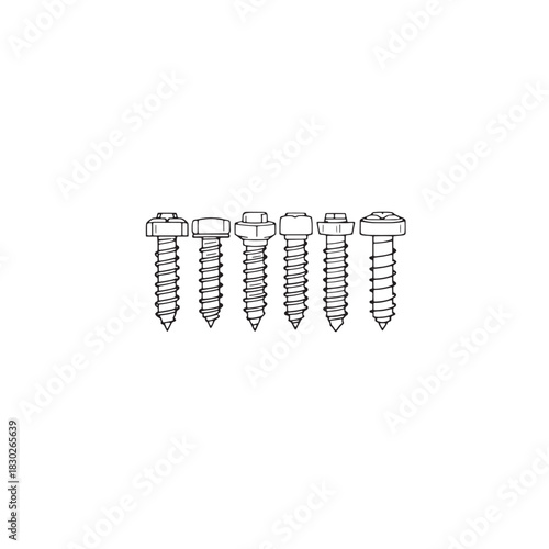 Nail and screw line art simple design