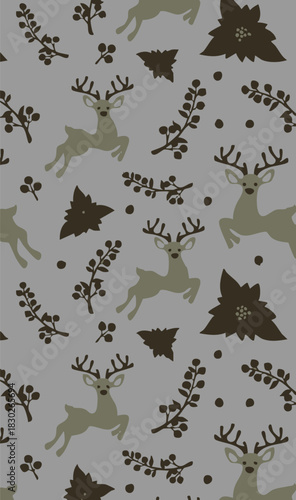 Christmas branches, New Year and garland seamless pattern background