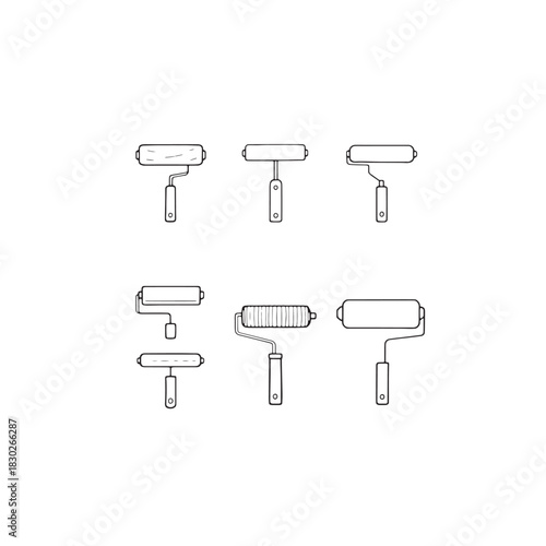 Paint roller line art simple modern design
