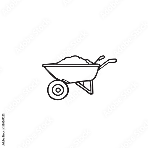 Wheelbarrow icon line art minimalist style