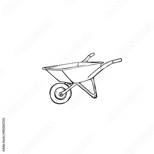 Wheelbarrow icon line art minimalist style