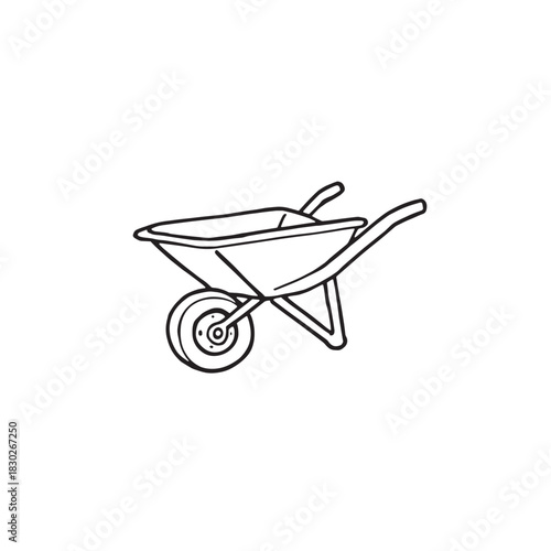 Wheelbarrow icon line art modern concept