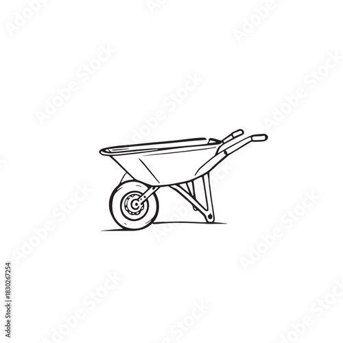 Wheelbarrow icon line art simple illustration
