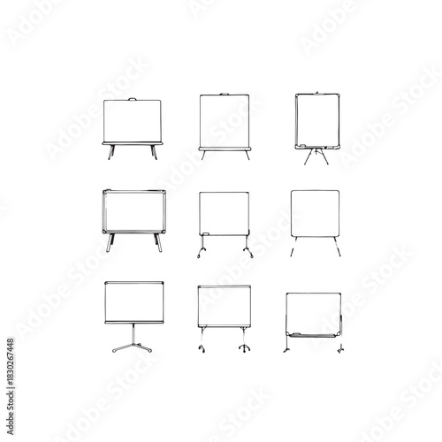 whiteboard line art modern teaching board outline
