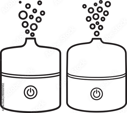 Two aroma diffusers with bubbles silhouette