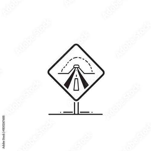 Road construction line art safety first