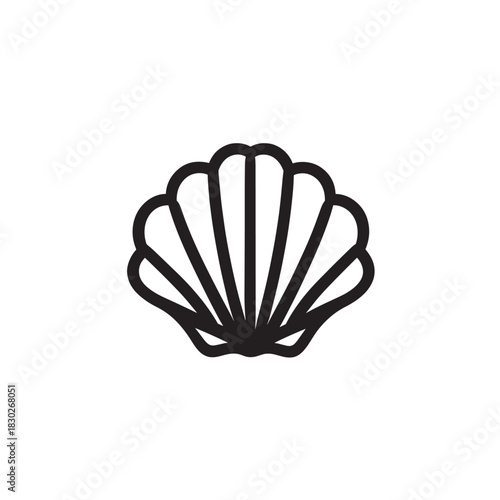 Seashell icon line art elegant coastal decorative design