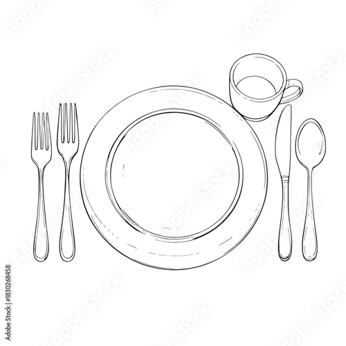 Shiny Table Line Art Featuring Modern Minimal Design