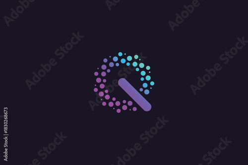 Simple Futuristic Letter Q Symbol on Black Background