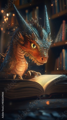 magic book and dragon, Generative AI