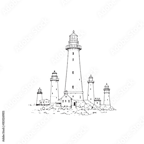 The Lighthouse line art ocean dreams