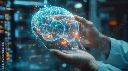 Healthcare, person and hands of surgeon with tablet for diagnosis, research or online consultation in hospital. Nephrology, closeup and doctor with technology for wellness, records, Generative AI