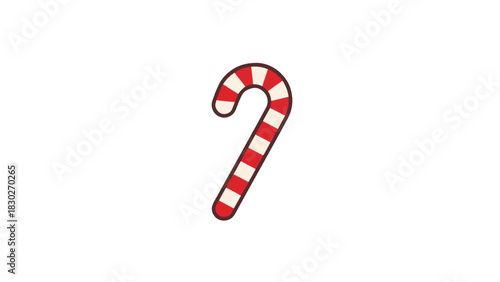 Candy cane vector icon, red white stripes, cute minimal holiday logo, flat vector style