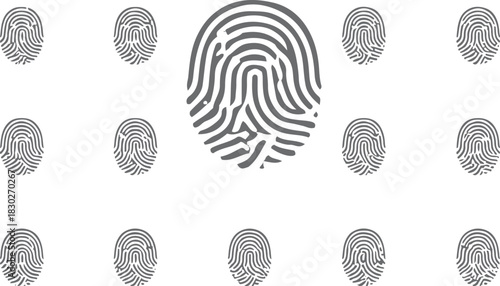 Grunge Fingerprint Set, Distressed Ink Print Marks, Smudged Forensic Finger Print Textures, High-Resolution Crime Investigation Elements for Design