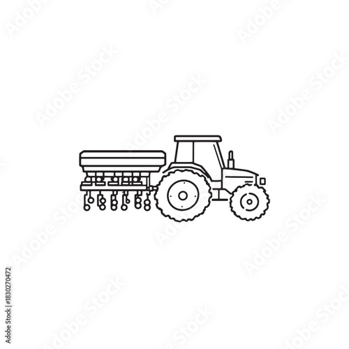 Tractor farming line art modern agriculture design
