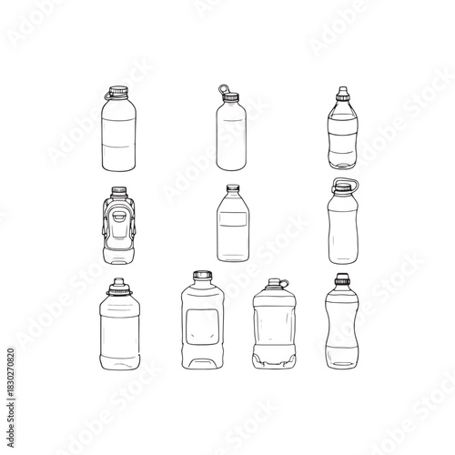 Water bottle line art creative concept