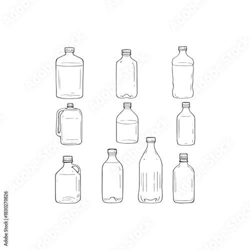 Water bottle line art minimalist style