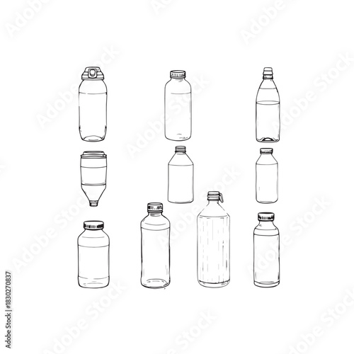 Water bottle line art modern design