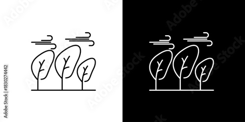 Tree Icon Set Weather-Affected Trees, Wind Icons, and Outdoor Elements - Nature & Environment