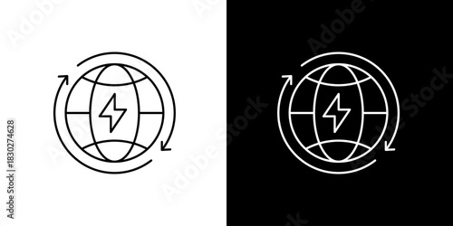 Global energy conservation and sustainability icon representing renewable energy for a better planet
