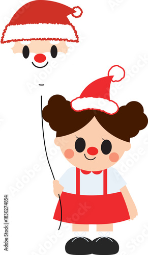 Cute Girl Santa Balloon Christmas Child