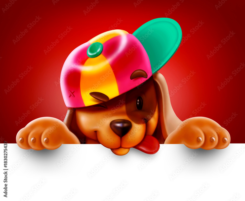 Naklejka premium CHRISTMAS BACKGROUND WITH A DOG FACE FOR TEXT