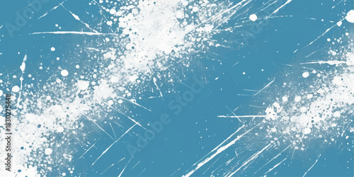 A vibrant blue water splash against a black night background creates a winter holiday illustration featuring icy snowflakes, stars, and a decorative Christmas pattern for a cold season celebration