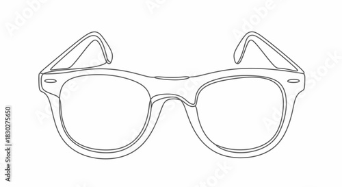 Outlined Sunglasses on White Background for Fashion and Style Concepts Design