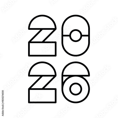 Vertical black 2026 Happy New Year typography illustration design vector. Trendy new year 2026 design template.