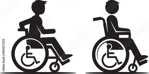 Two people in wheelchairs silhouette