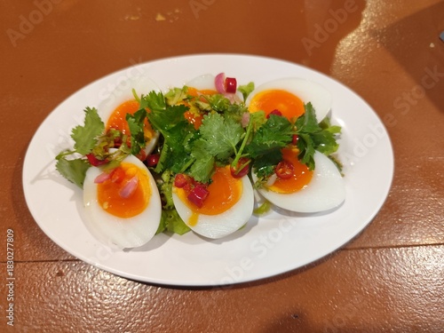 Poached Egg Salad with Coriander