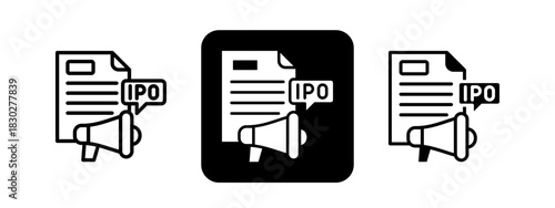Ipo  Solid color and black line drawing vector illustration set