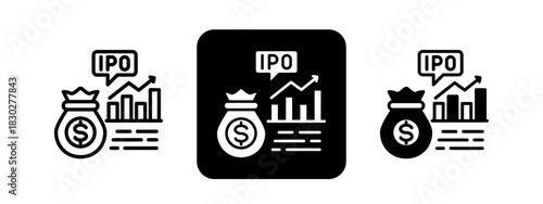 Market Cap  Solid color and black line drawing vector illustration set