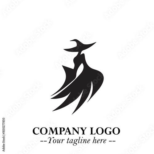 Mystical Black Witch Logo Symbol on White Background for Modern Magical Branding Design Effects