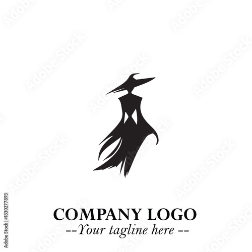 Mystical Black Witch Logo Symbol on White Background for Modern Magical Branding Design Effects