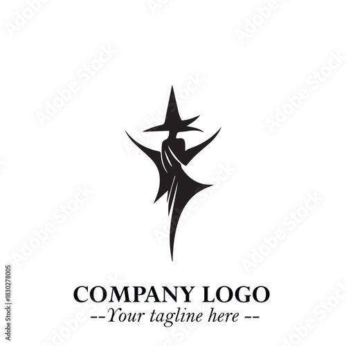 Mystical Black Witch Logo Symbol on White Background for Modern Magical Branding Design Effects
