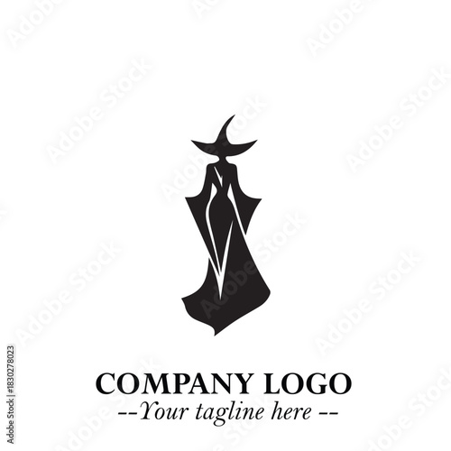 Mystical Black Witch Logo Symbol on White Background for Modern Magical Branding Design Effects