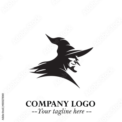 Mystical Black Witch Logo Symbol on White Background for Modern Magical Branding Design Effects