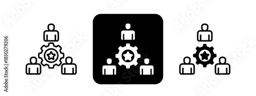 Talent Management  Solid color and black line drawing vector illustration set