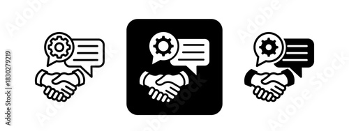 Negotiation Skills  Solid color and black line drawing vector illustration set