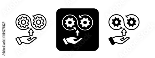 Continuous Improvement  Solid color and black line drawing vector illustration set