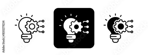 Innovation  Solid color and black line drawing vector illustration set