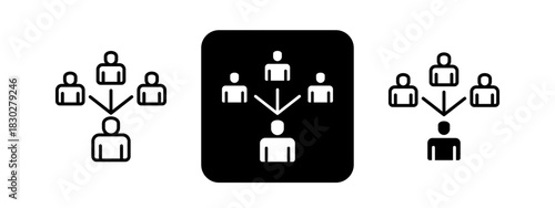 Delegation  Solid color and black line drawing vector illustration set